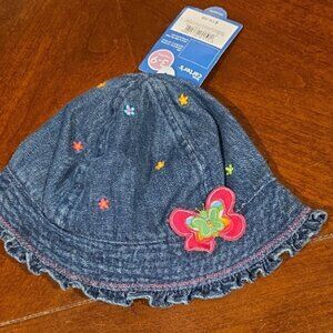 (J59) Carter's Denim Hat with Colorful Butterfly Sz 3-9 m